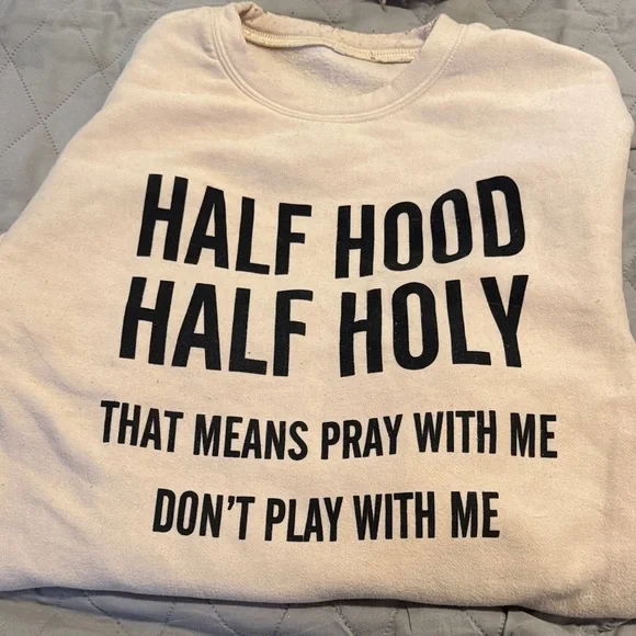 4/$15 Beige Graphic Sweatshirt - Picture 1 of 4